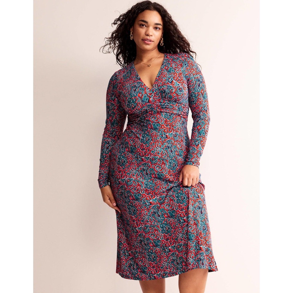 Boden Elodie Empire Midi Dress
Fiesta Orange Botanic Terrace Women's 12 Stretch - Picture 16 of 16